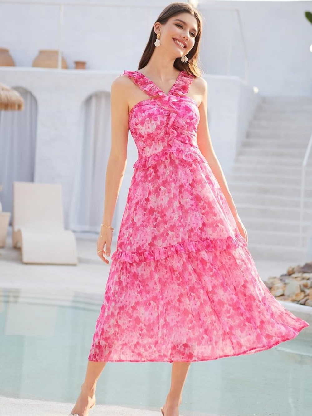 NWT Grace Karin Summer Boho Floral Tiered Dress